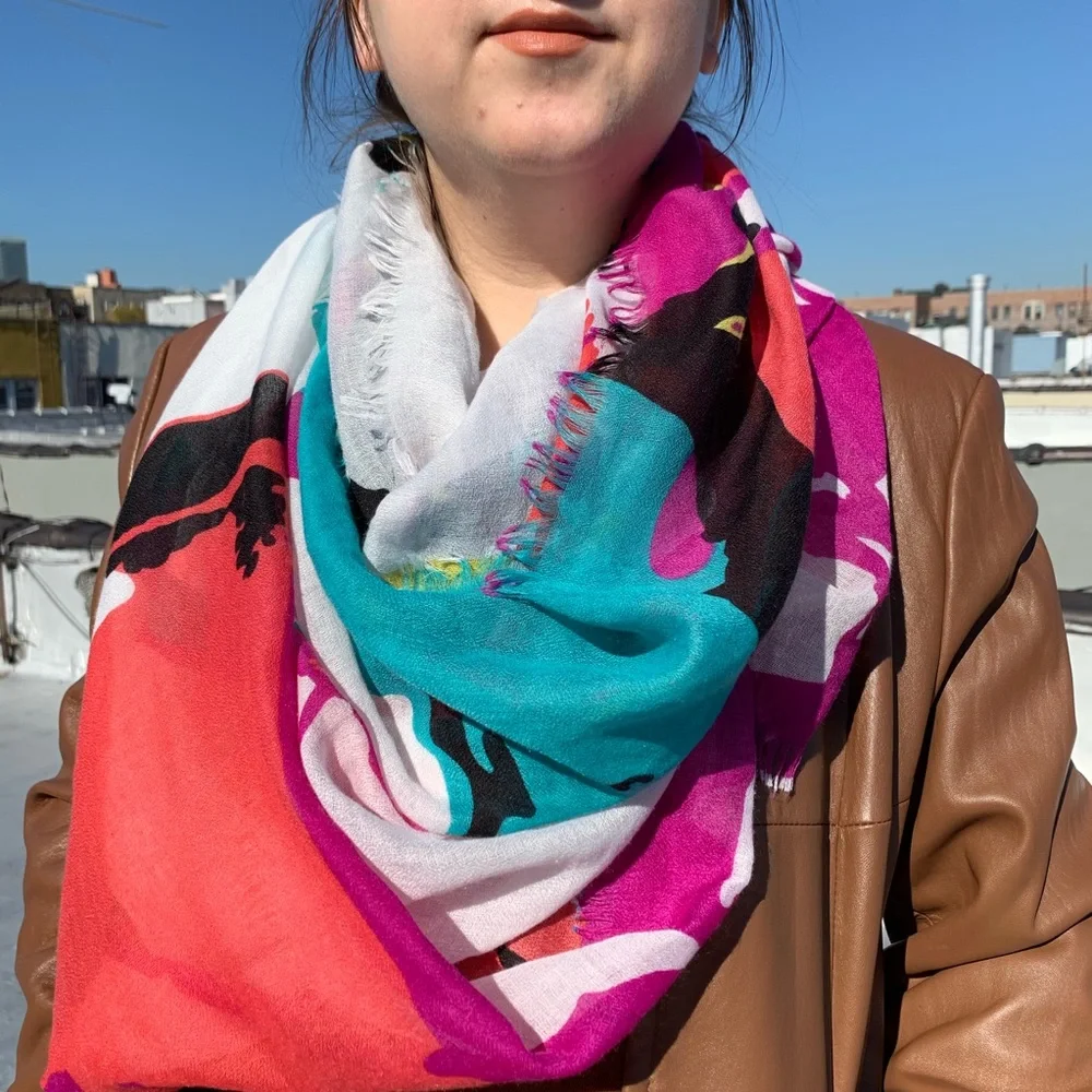 Multicolored Boho Infinity Scarf with Raw Edge